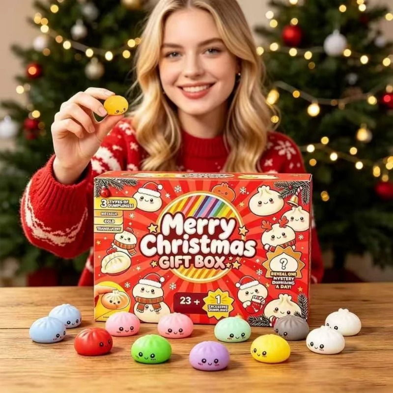 Office Tech Gadgets - 24日間クリスマス餃子アドベントカレンダーギフトセット、ホリデーカウントダウンオーナメント、デスクトップデコレーション、お祝いパーティーの記念品