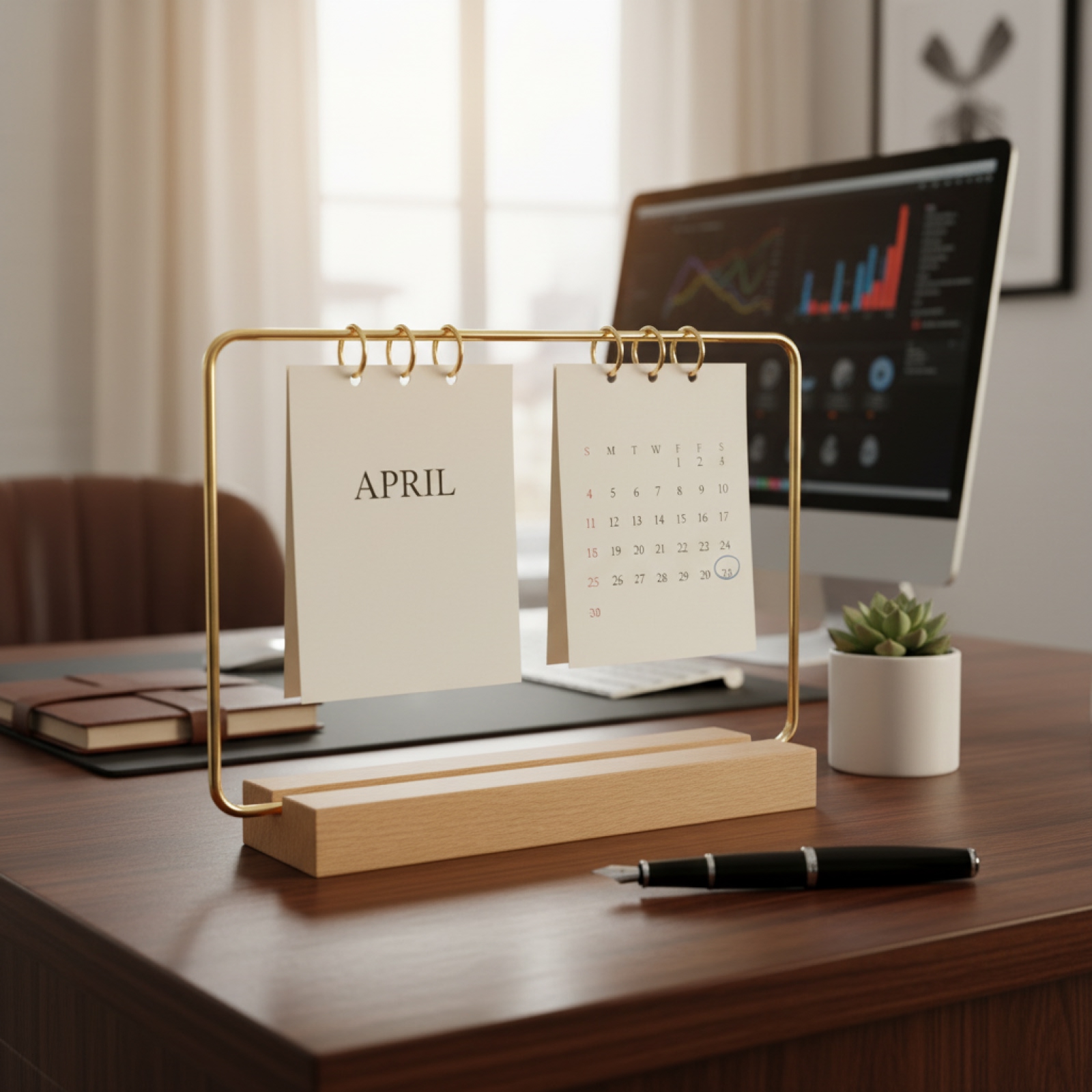 Office Tech Gadgets - 木製ベースカレンダースタンド 安定した手作りの卓上カレンダースタンド DIY愛好家、クラフター、デスクトップ向けの滑らかな木製カードストックベース