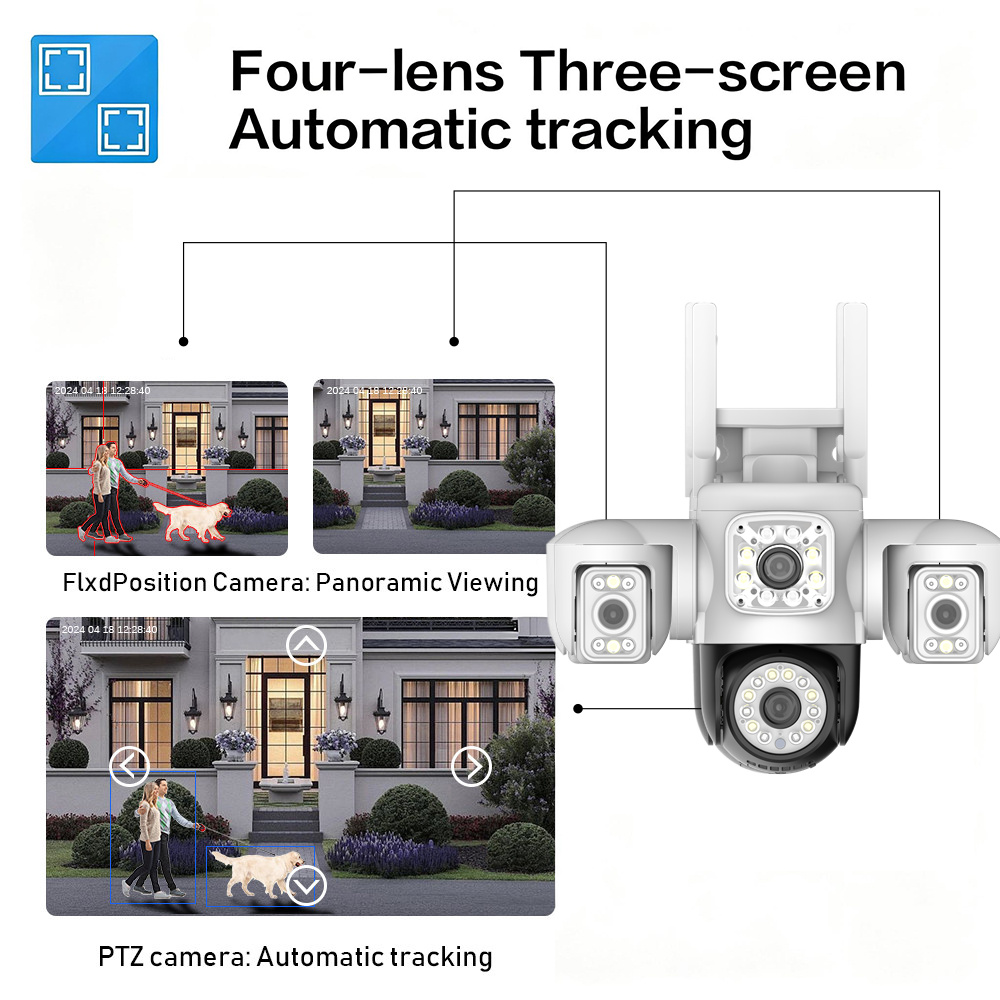 8K 15MP WiFiカメラ 屋外用 四眼レンズ トリプル - Office Xp のレビューと価格